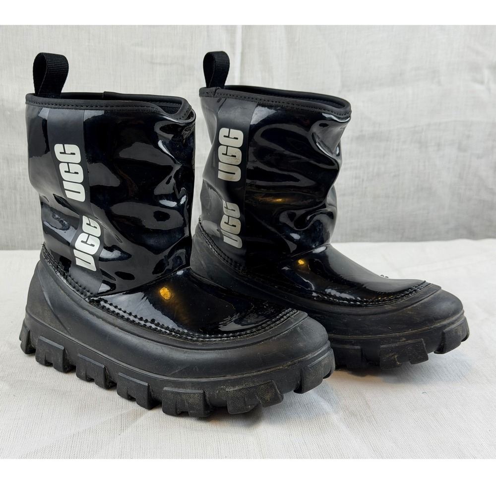 UGG Kids Girls Classic Brellah Mini Black Waterproof Rain Boots Bold Logo Size 2